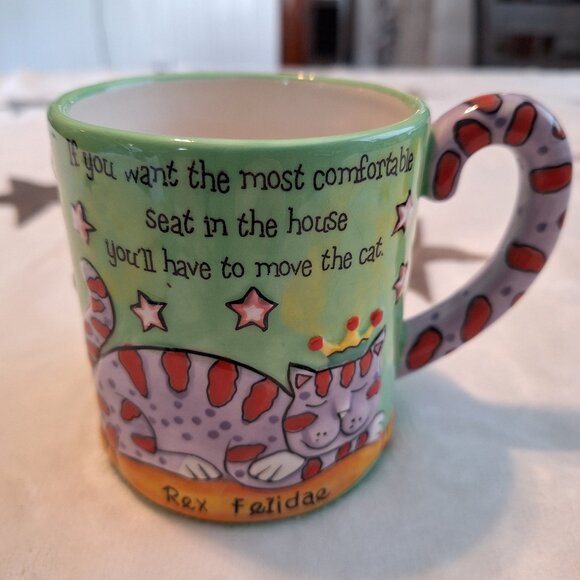 Pacific Giftware Cat Mug Novelty Mug Rex Felidae‎ Tail Handle Pet Lover Gift - Picture 1 of 5